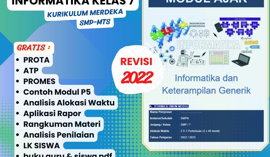 Modul ajar Informatika kelas 7 Kurikulum merdeka Semester 1 dan 2